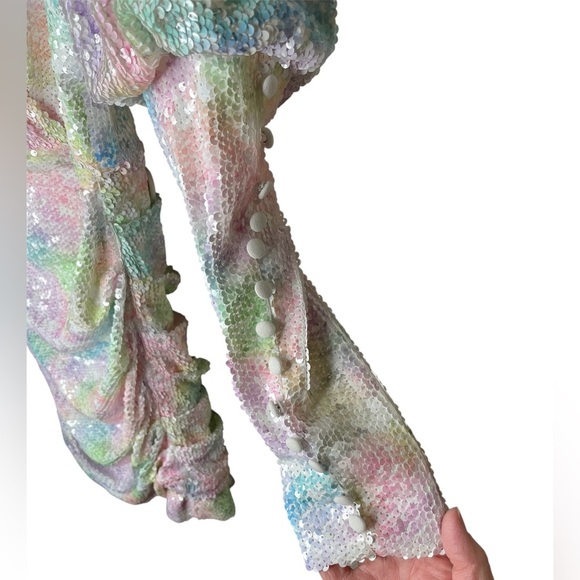 Alamour The Label Lunara Sequins Mini Dress in Mixed Color Rainbow Size XS - Picture 8 of 16